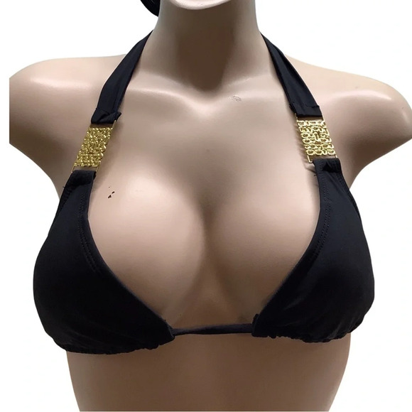 Beach Joy Size Small Black Triangle Padded Bikini Top. Preowned - Picture 1 of 5
